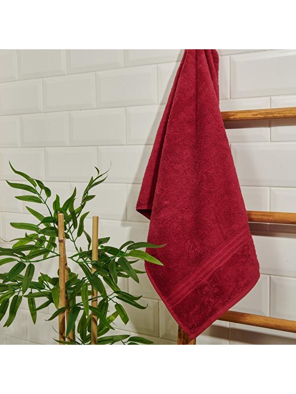 Organik Pamuk Yüz Havlusu - Bordo - 50x90 cm-4