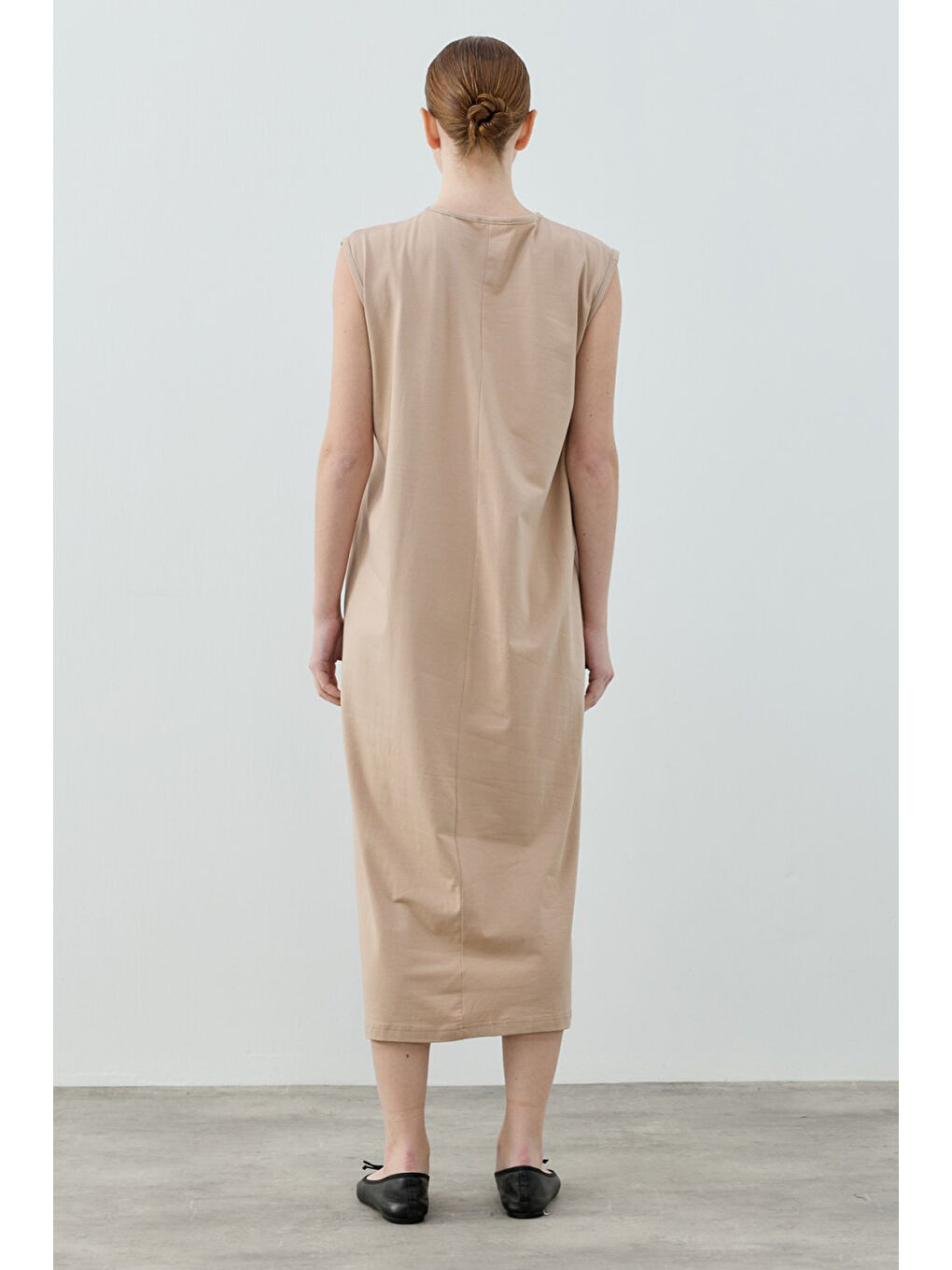 Bej Sıfır Kol Pamuklu İç Elbise 1808 Vizon-2