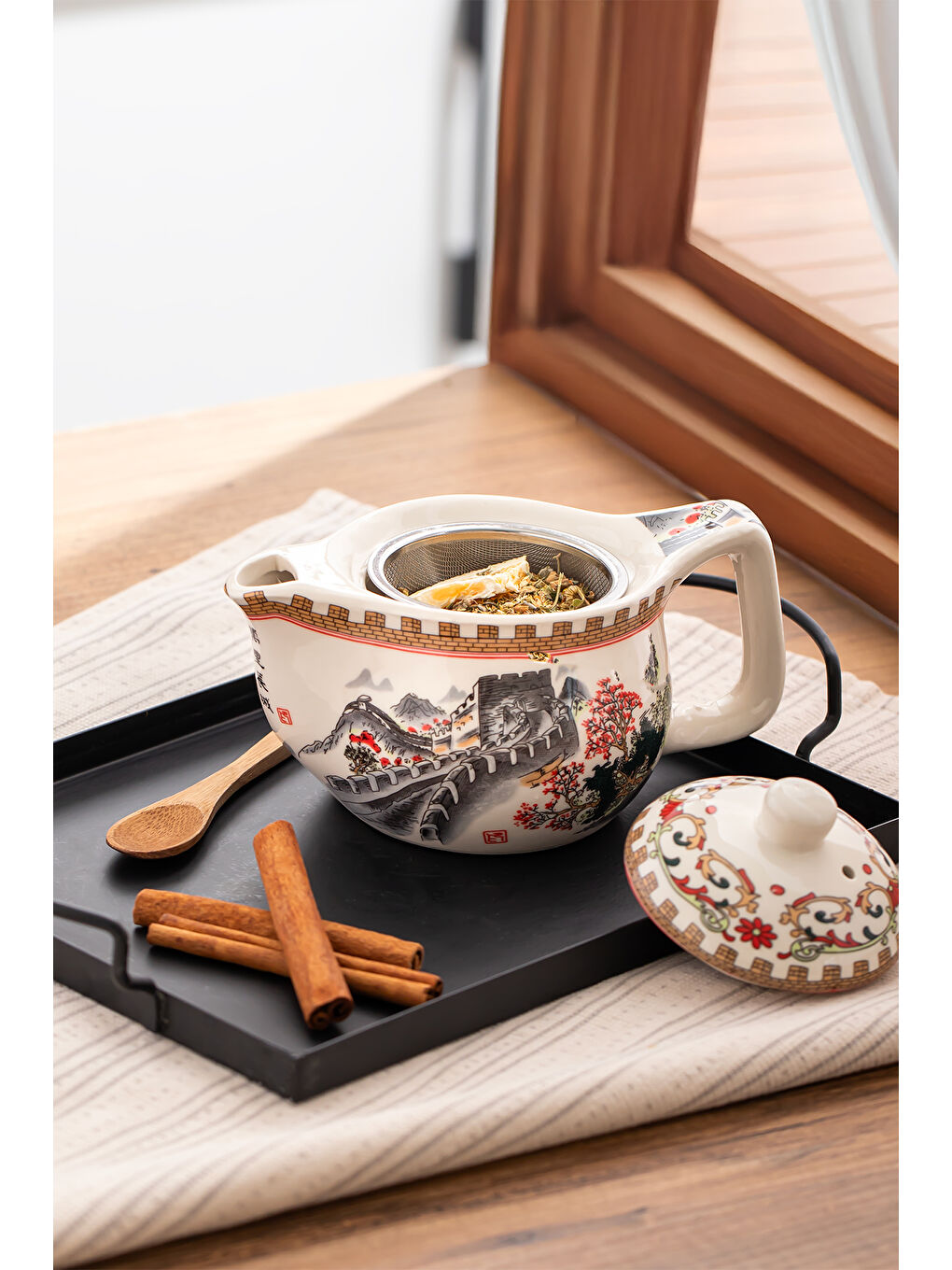 Beyaz DEM-131 Isıya Dayanıklı Porselen Demlik Bitki Çayı Demliği 400 ml