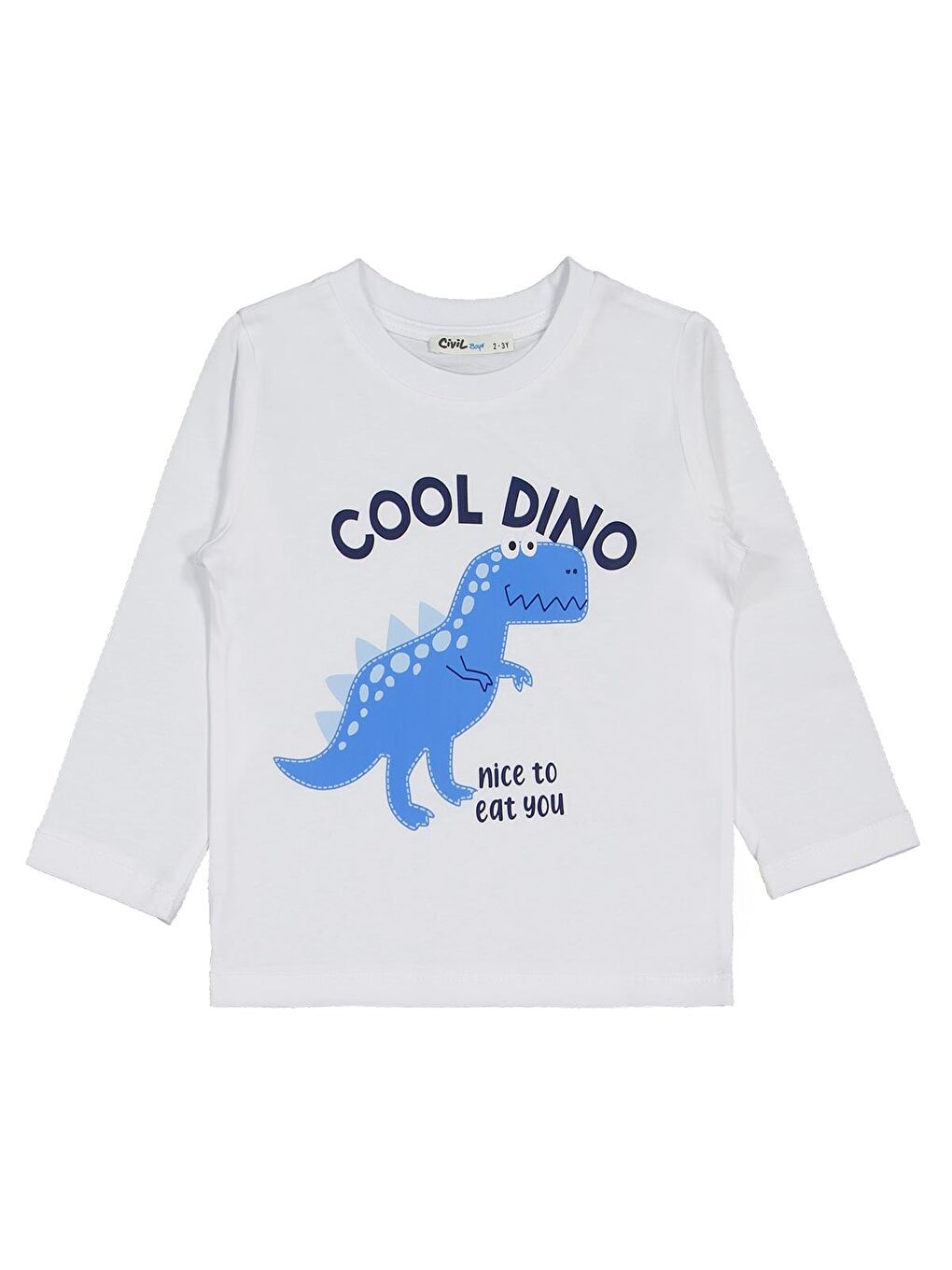 Beyaz Boys Cool Dino Baskılı 3'lü Set 2-4 Yaş Sweatshirt - Standart-2