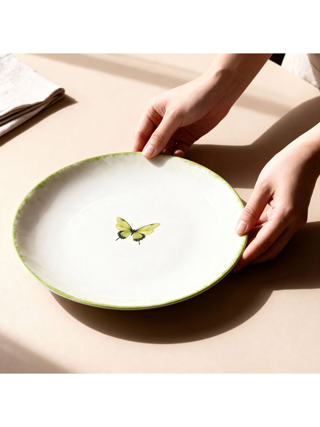 Ekru Flora Green 12 Parça 4 Kişilik Kahvaltı Takımı 4883-1