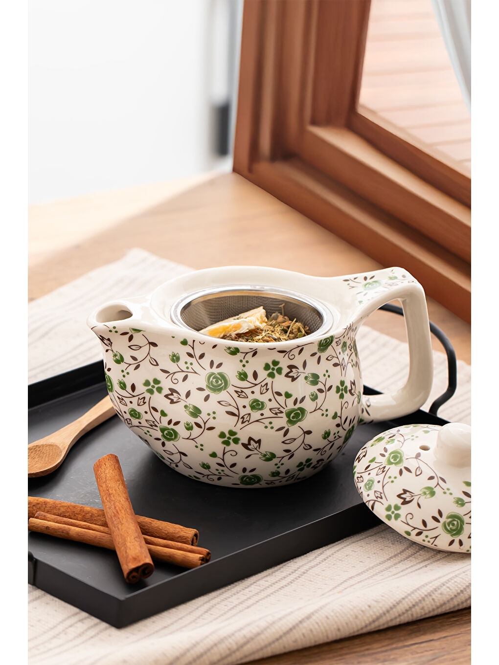 Beyaz DEM-132 Isıya Dayanıklı Porselen Demlik Bitki Çayı Demliği 400 ml-2