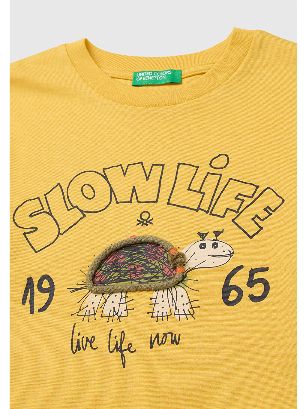 Erkek Bebek Hardal Sarısı Baskı ve Aplike Detaylı Bisiklet Yaka T-Shirt-2