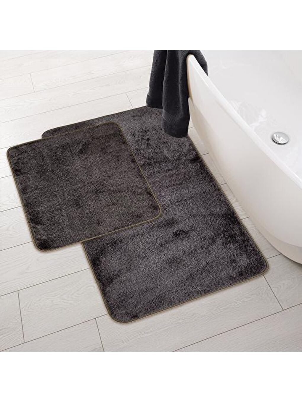 Soft Simirna 2'li Banyo Paspası - Antrasit - 60x100 cm + 50x60 cm-5