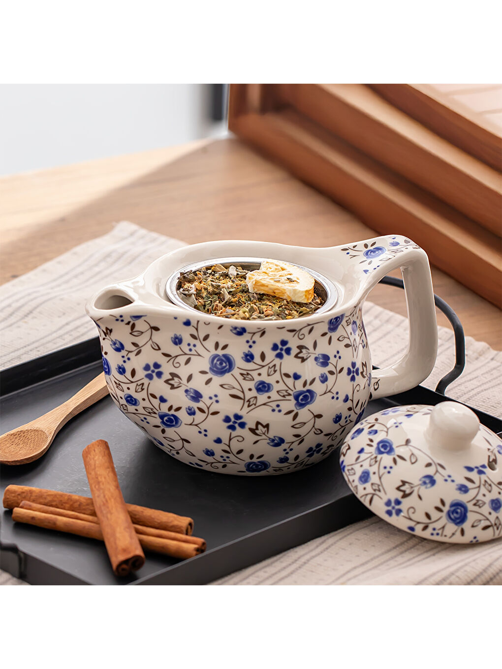 Beyaz DEM-132-4 Isıya Dayanıklı Porselen Demlik Bitki Çayı Demliği 400 ml