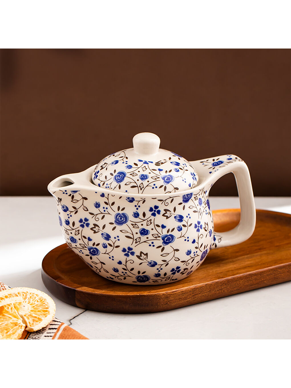 Beyaz DEM-132-4 Isıya Dayanıklı Porselen Demlik Bitki Çayı Demliği 400 ml-1