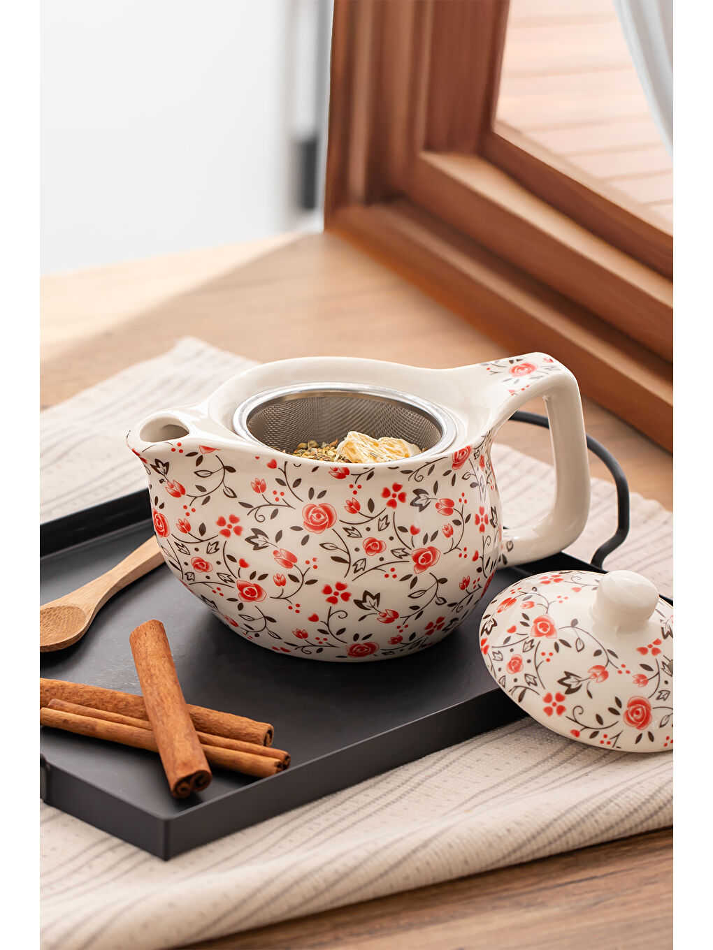 Beyaz DEM-132-3 Isıya Dayanıklı Porselen Demlik Bitki Çayı Demliği 400 ml-2