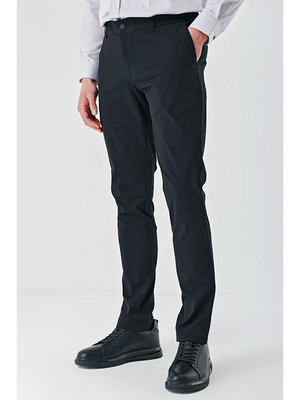 Siyah Pamuklu Yandan Cepli Casual Slim Fit Jogger Pantolon 1003240206