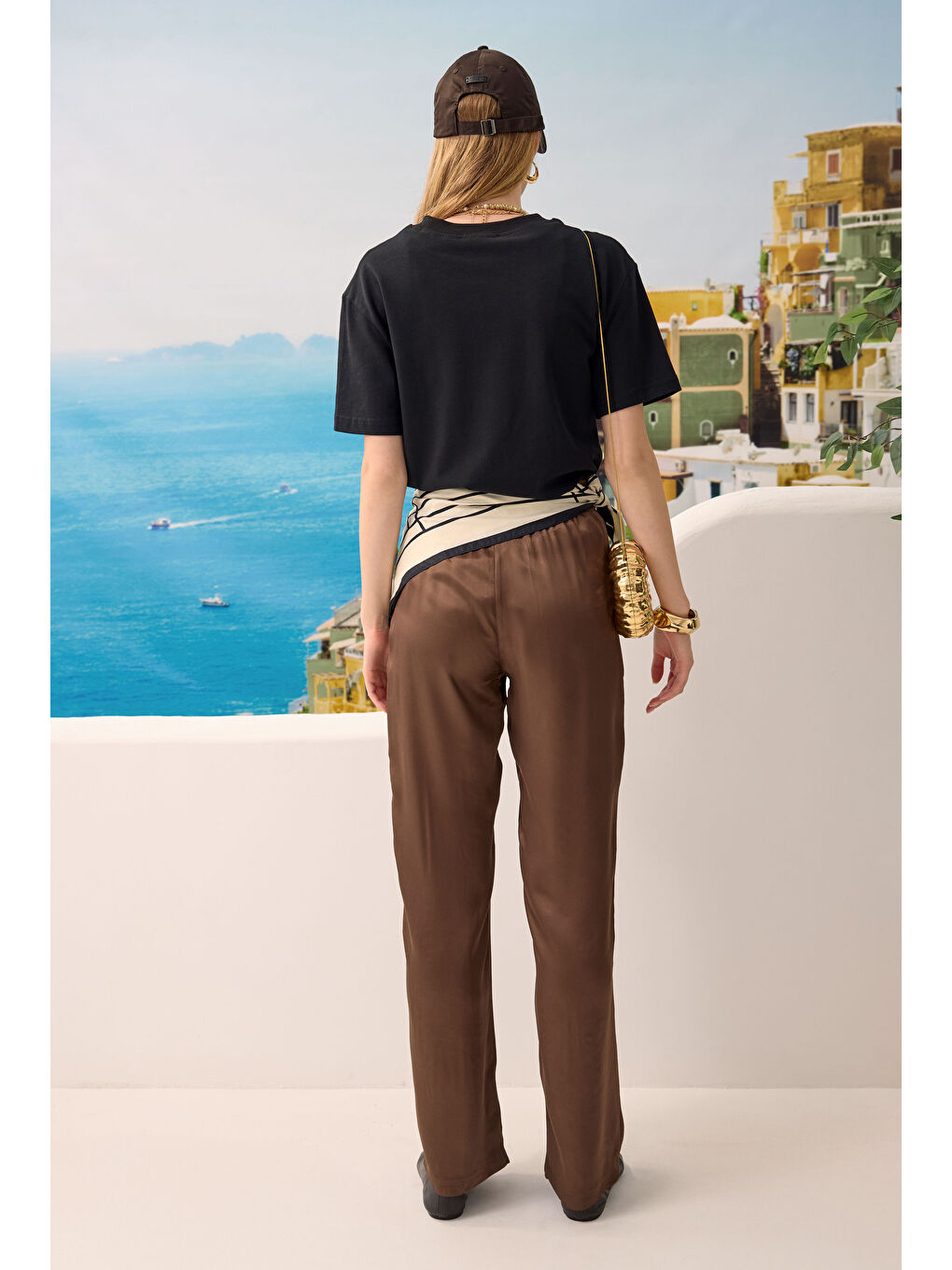 Kahverengi Saten Pantolon Kahve Çekirdeği-2