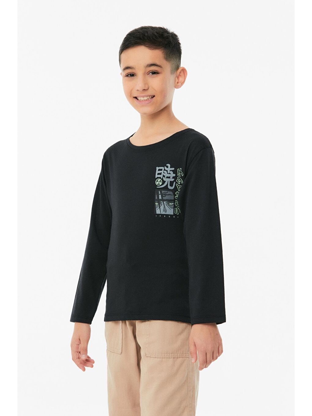 Siyah Baskılı Bisiklet Yaka Unisex Çocuk Body