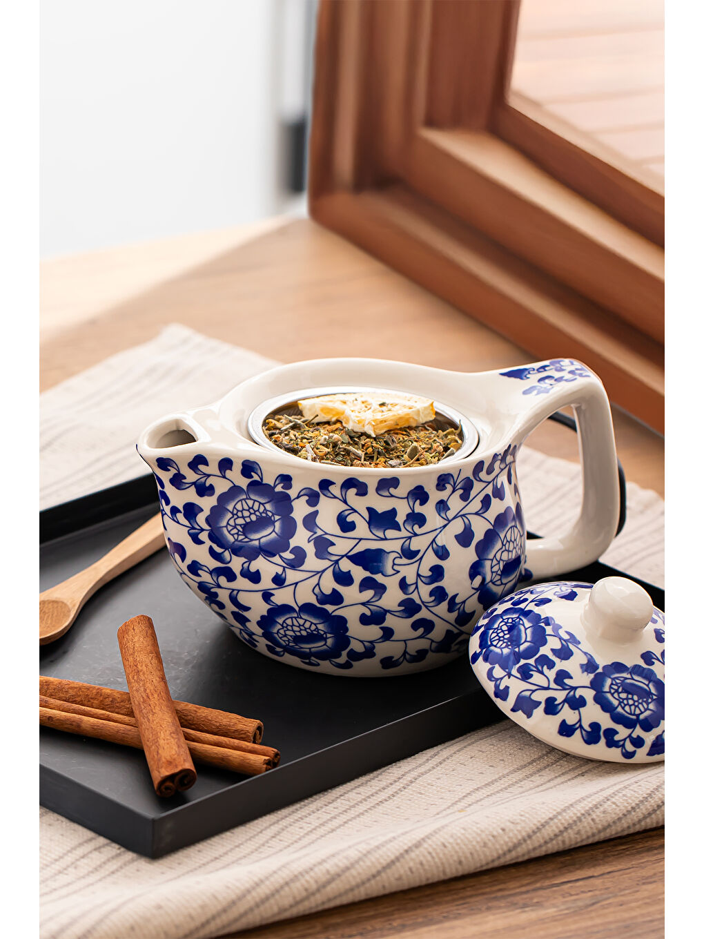 Beyaz DEM-133-6 Isıya Dayanıklı Porselen Demlik Bitki Çayı Demliği 400 ml-1