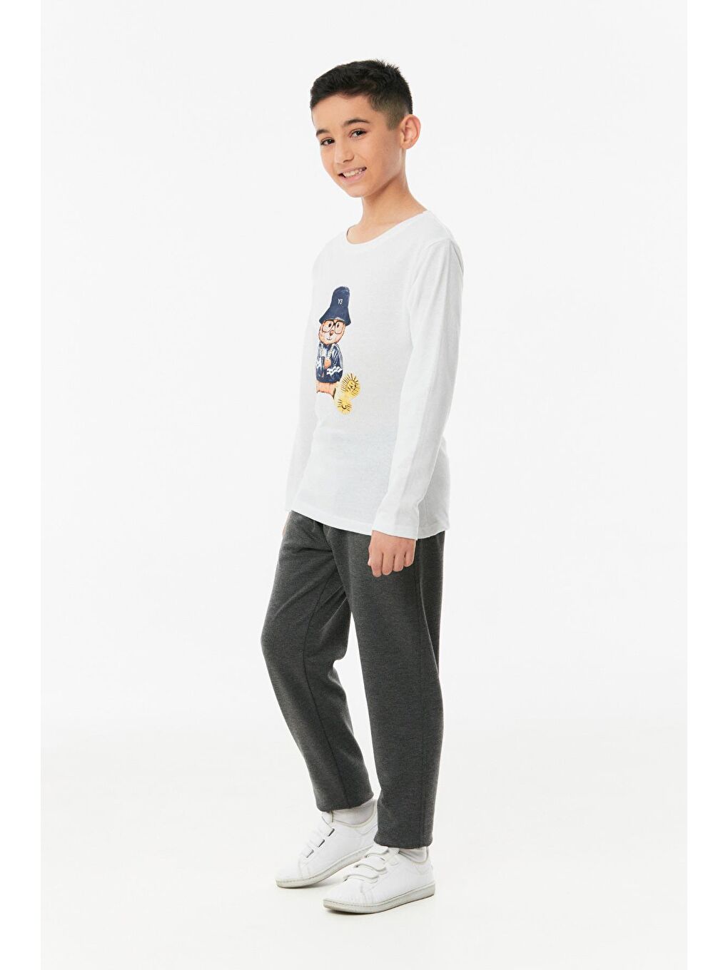 Beyaz Baskılı Unisex Çocuk Body-1