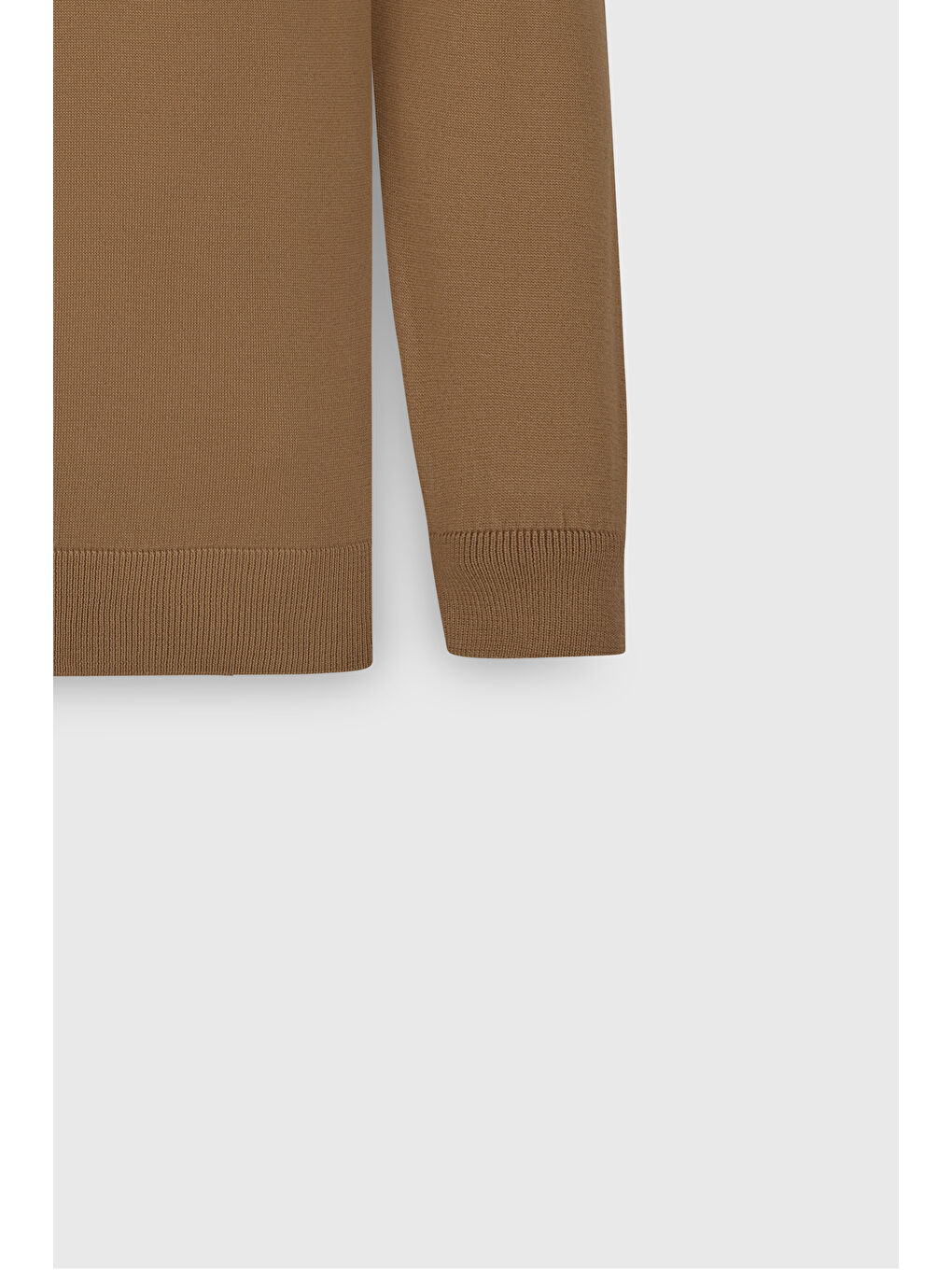 Kahverengi Erkek Camel Standart Fit Normal Kesim Bisiklet Yaka Triko Kazak-7