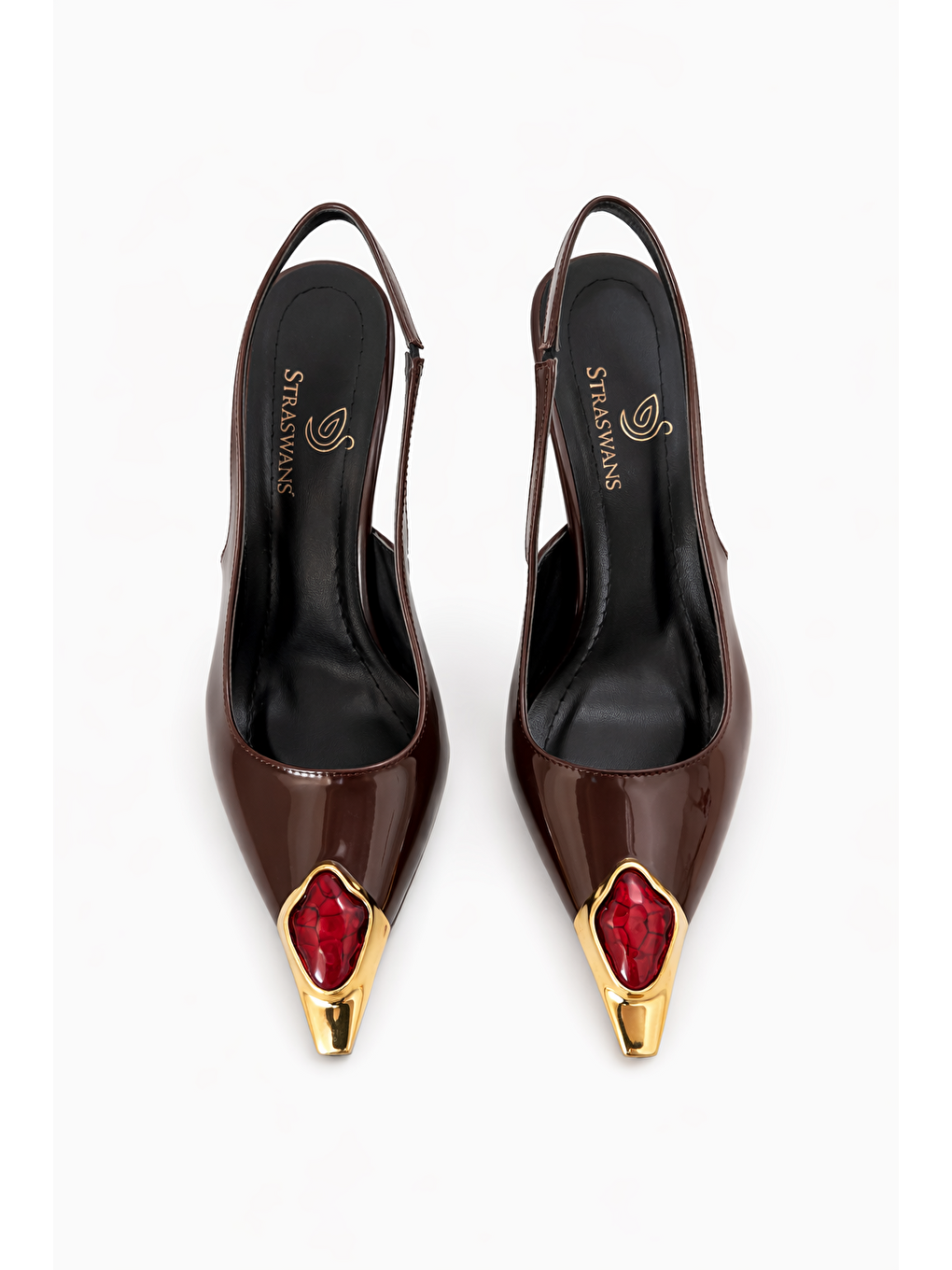 Kahverengi Rose Kadın Aksesuar Detay Rugan Topuklu Ayakkabı Kahve-2