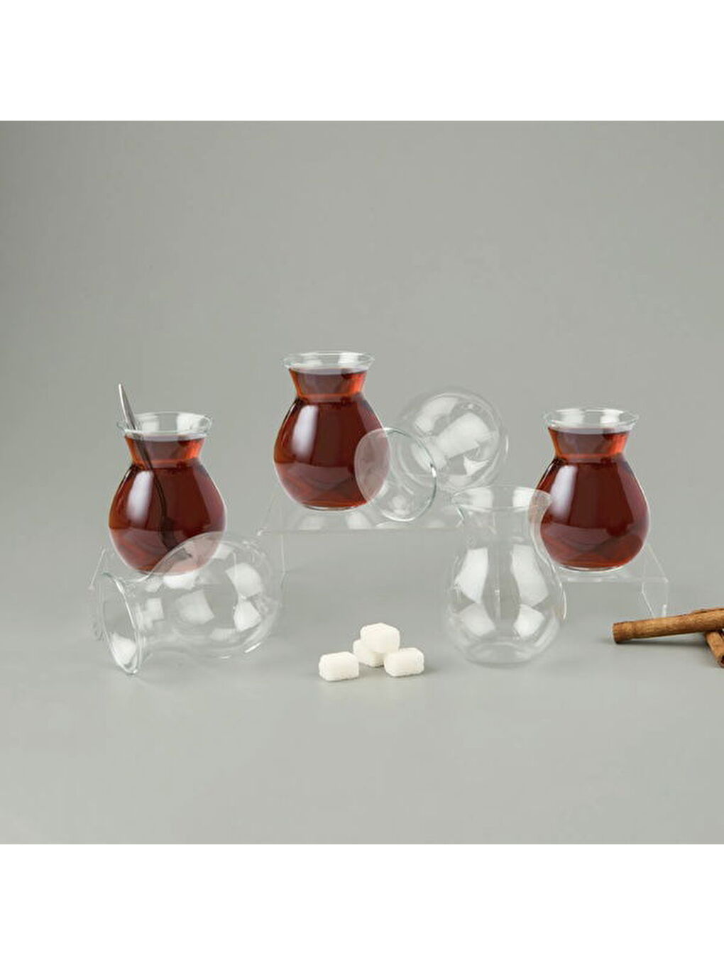 Renksiz Borosilikat Cam Düz 6'lı Çay Bardağı - Şeffaf