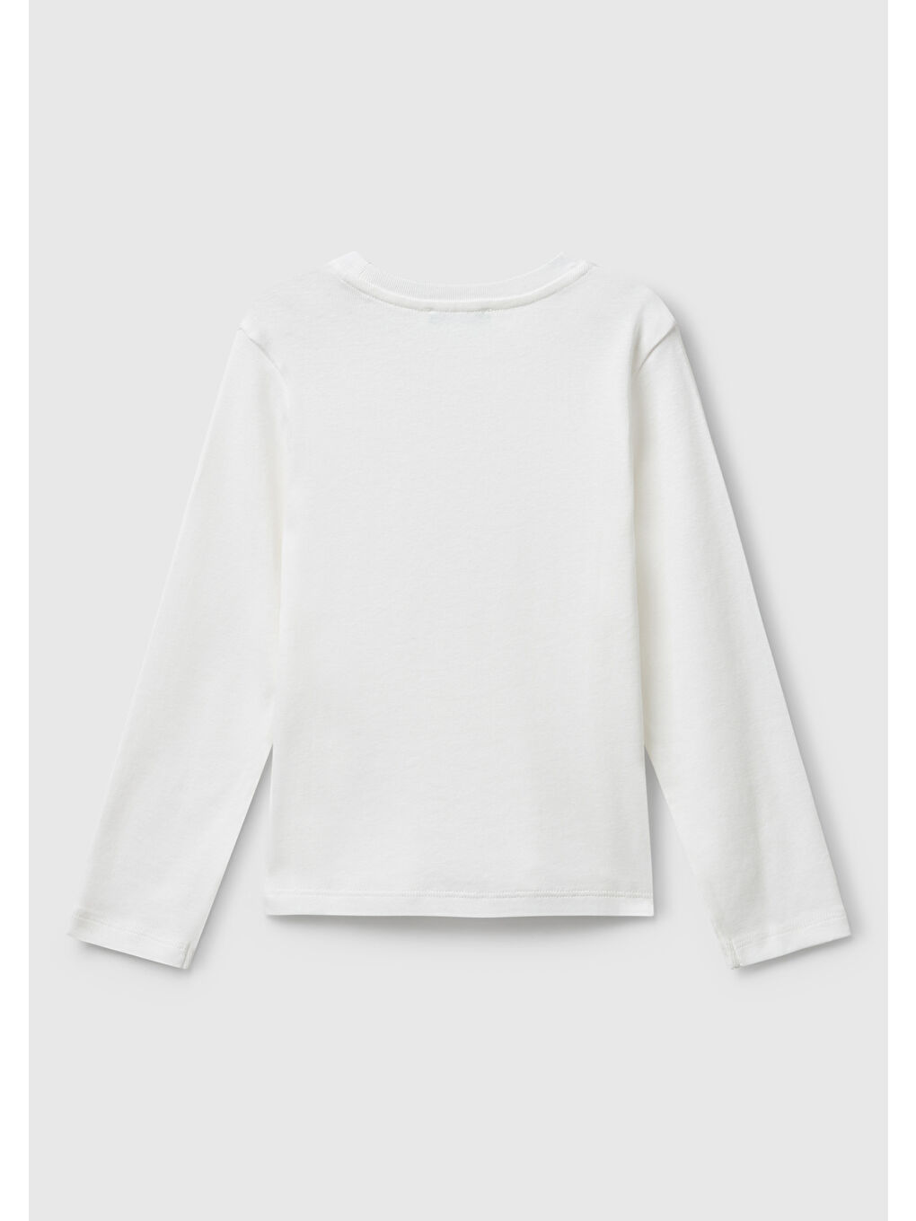 Kız Çocuk Beyaz Önü Parıltılı Logo Baskılı Slim Fit Uzun Kollu T-shirt-1