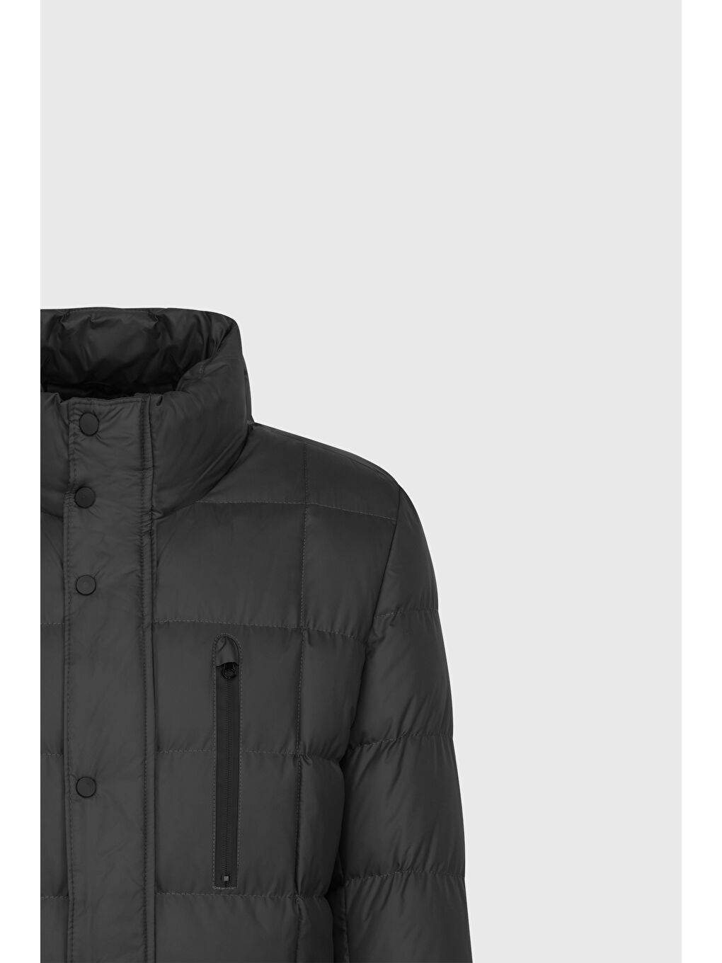 Erkek Siyah Standart Fit Normal Kesim Dik Yaka Yan Cepli Mont-7