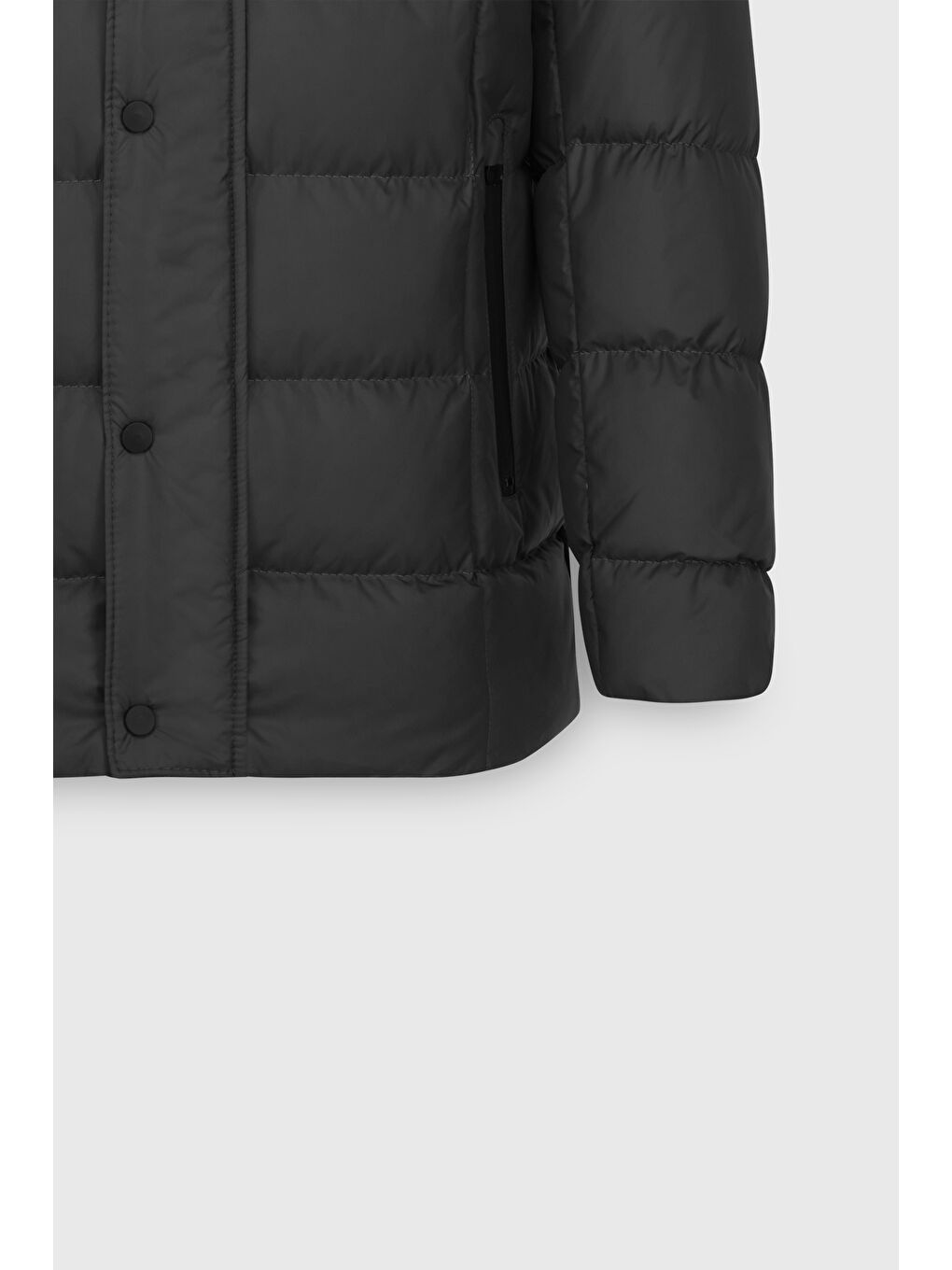 Erkek Siyah Standart Fit Normal Kesim Dik Yaka Yan Cepli Mont-8