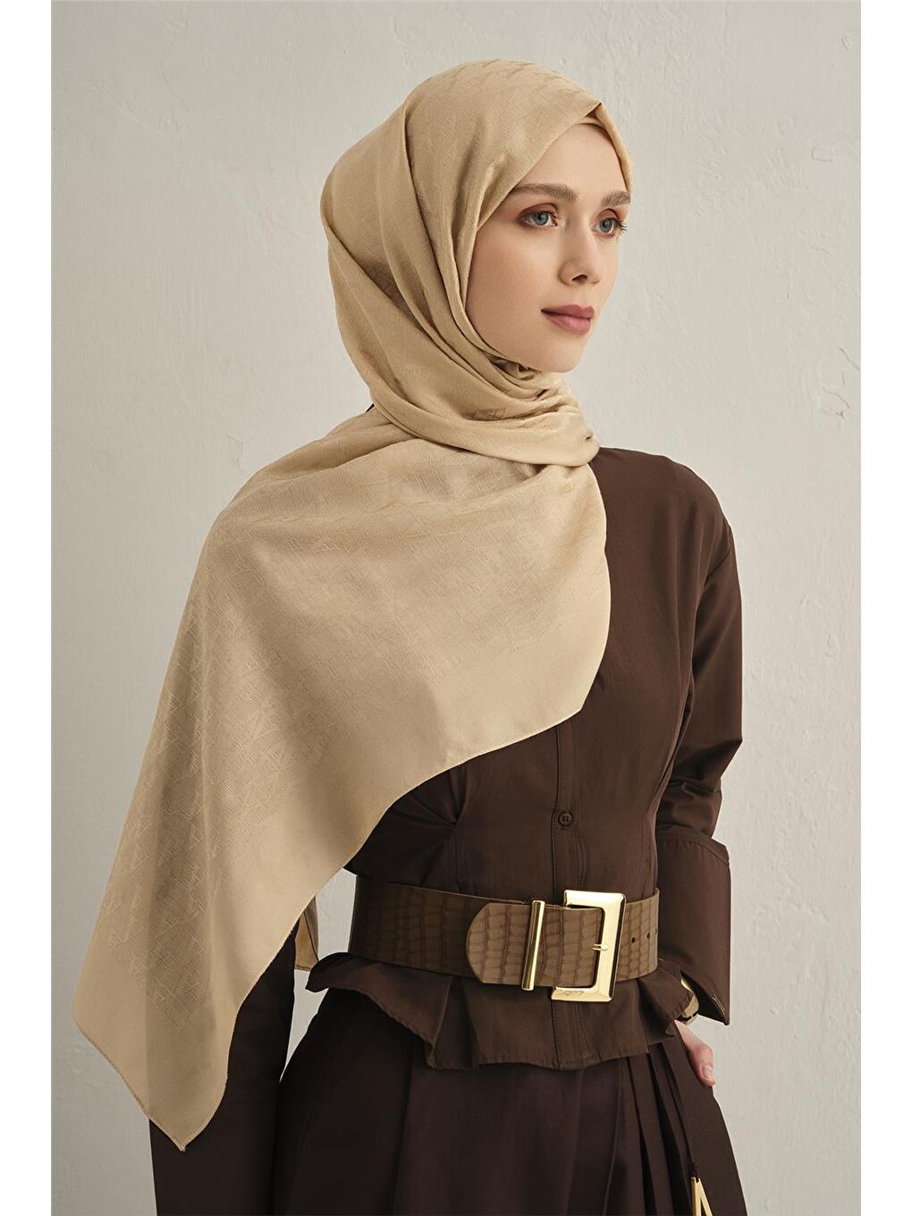 Bej Pamora Aa Monogram Şal 3 04-1