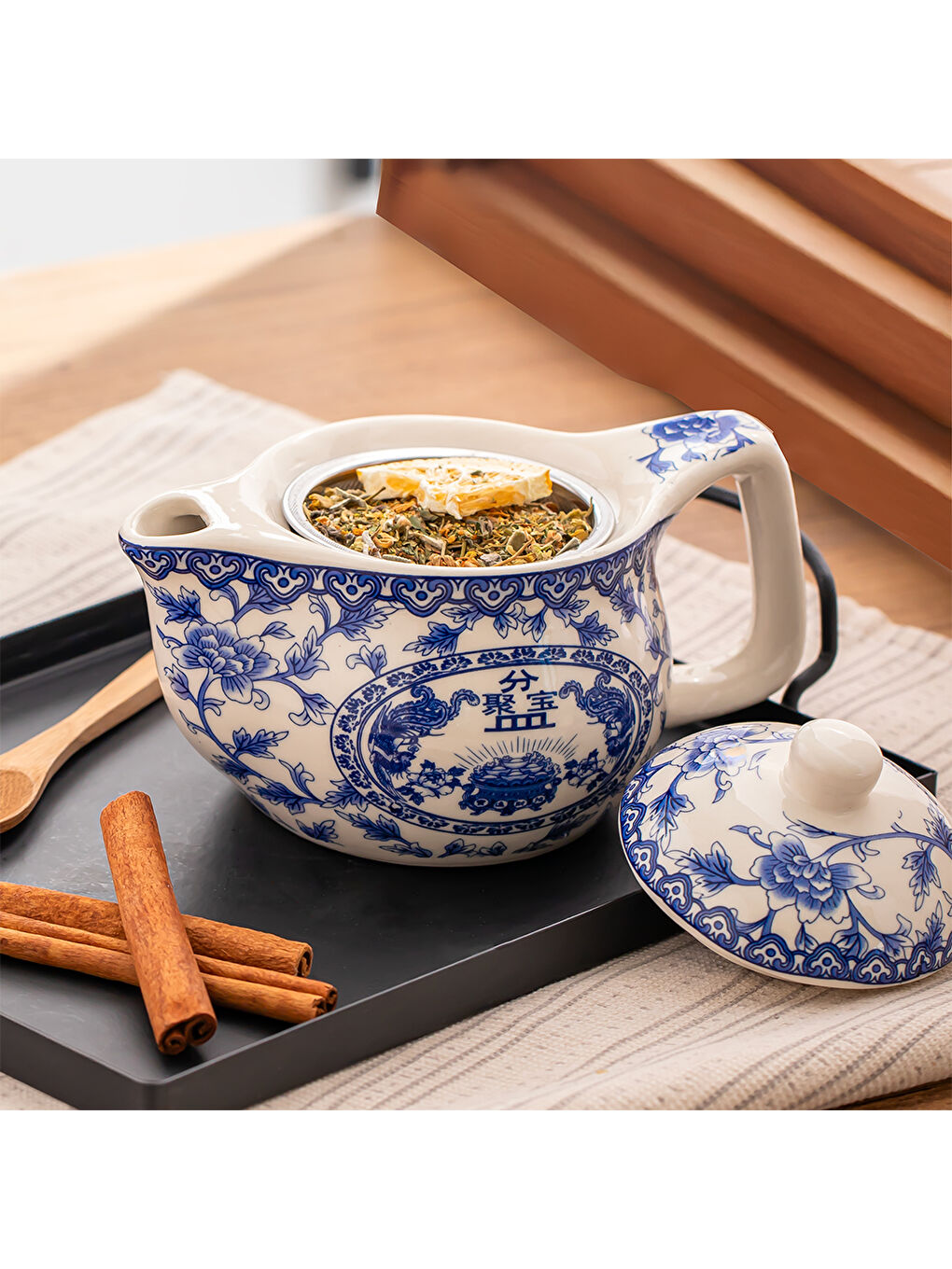 Beyaz DEM-133-5 Isıya Dayanıklı Porselen Demlik Bitki Çayı Demliği 400 ml