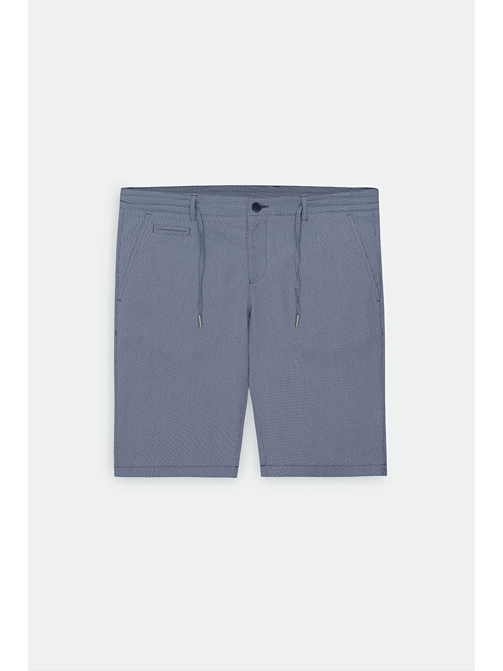 Erkek Lacivert Slim Fit Dar Kesim Yan Cepli Gofre Desenli Şort-6