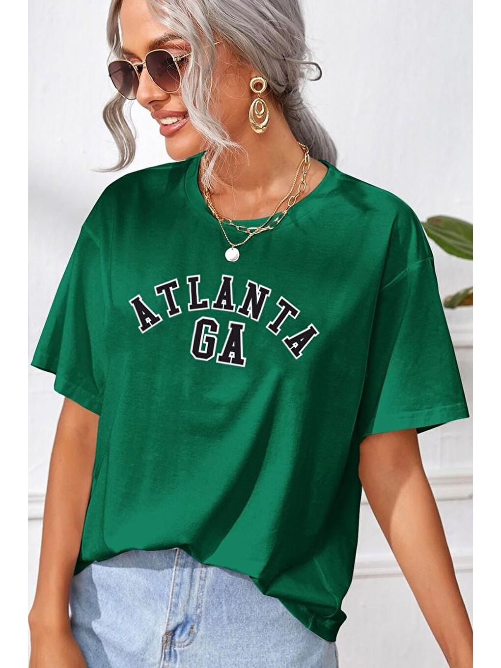 uyguntarz Yeşil Atlanta Baskılı T-shirt