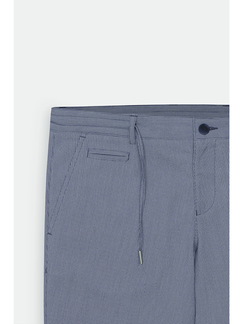 Erkek Lacivert Slim Fit Dar Kesim Yan Cepli Gofre Desenli Şort-7