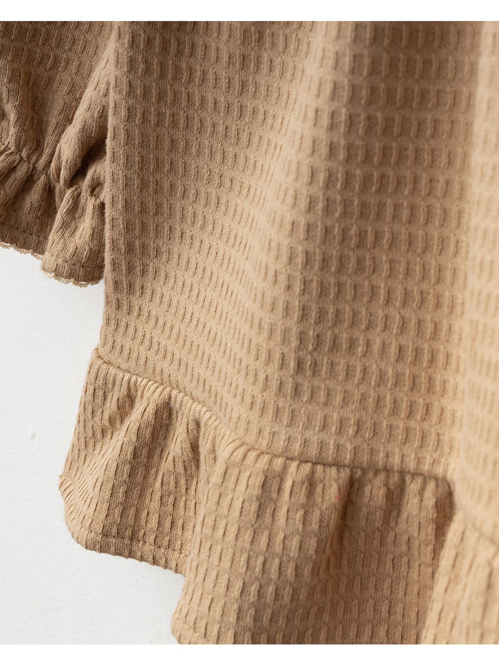 Kız Çocuk Pamuklu Kahverengi Fisto Yakalı Elbise Ve Fiyonklu Saç Bandı Takım-1