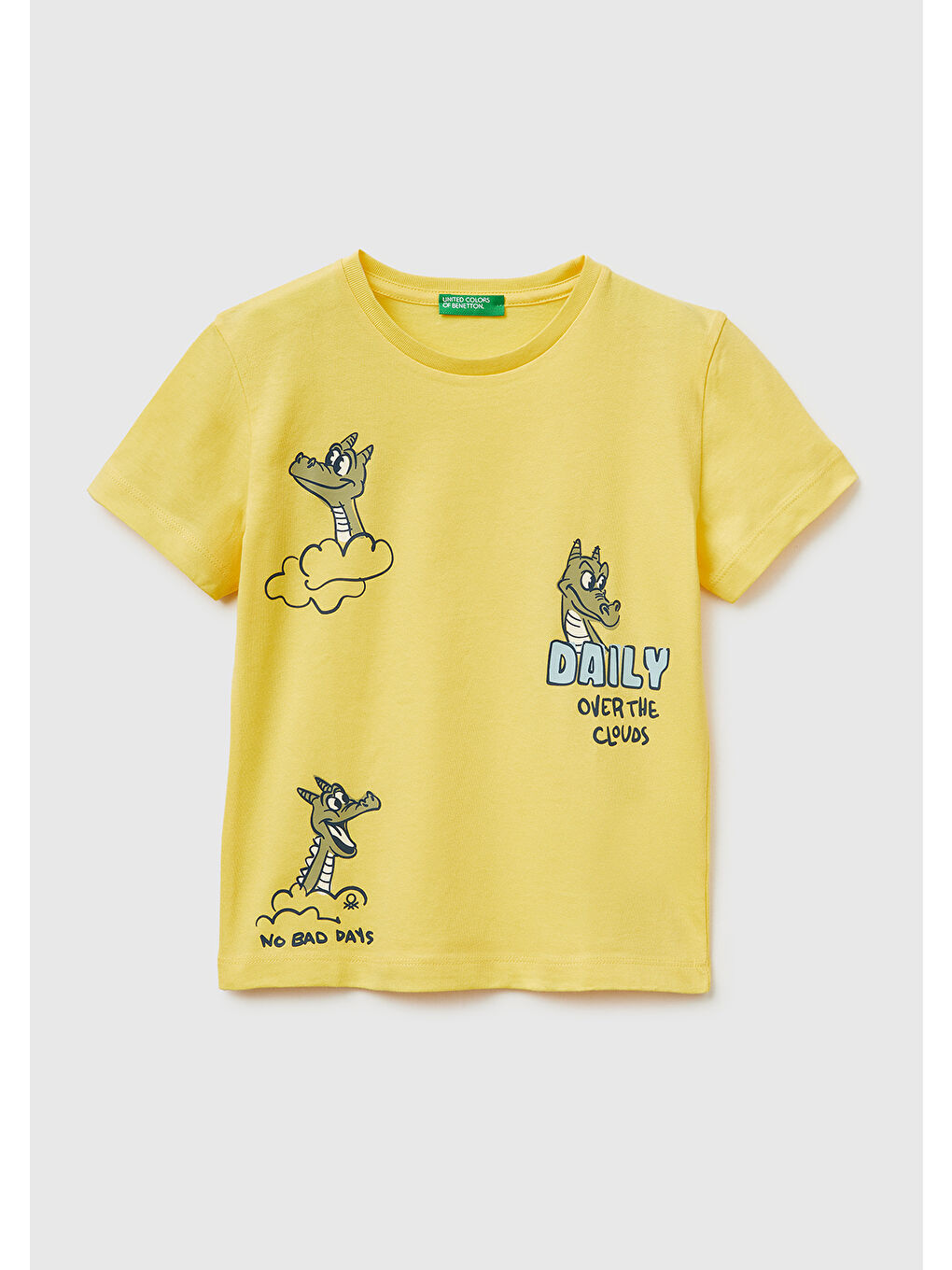Erkek Çocuk Sarı Çok Renkli Baskılı Bisiklet Yaka T-Shirt