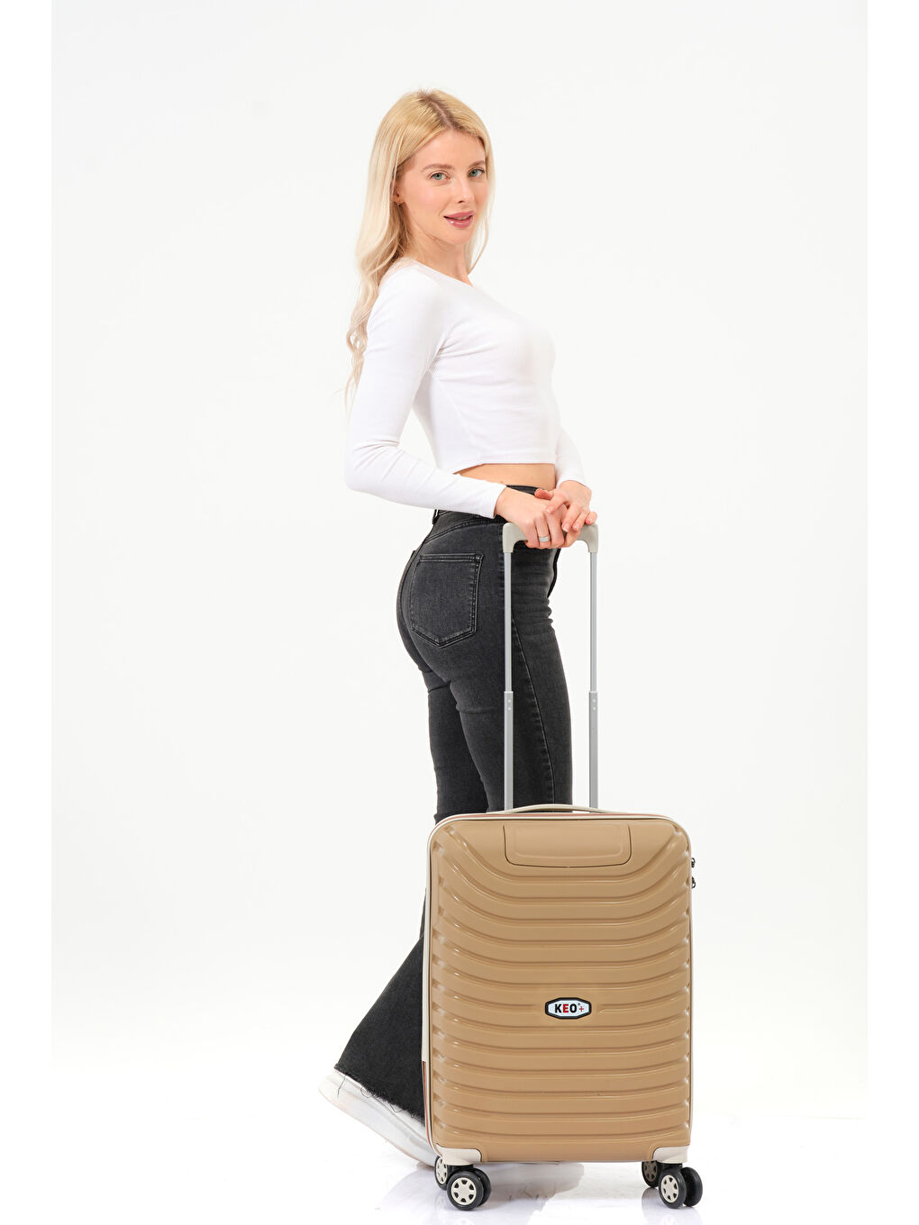 Sarı Kabin Boy Gold-Krem PP Valiz-2