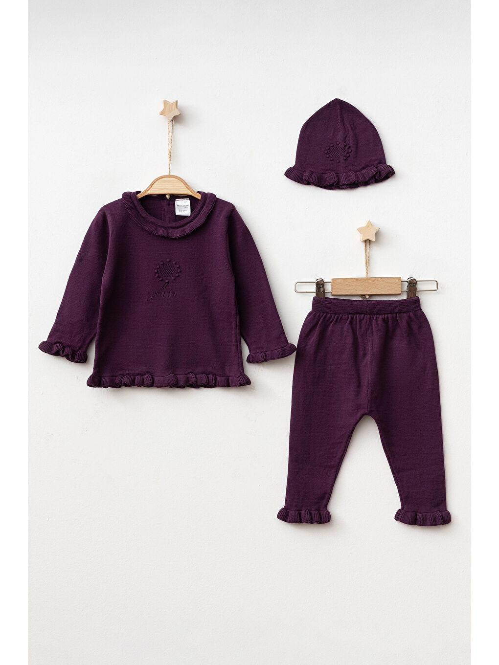 Mor Triko Noktalı Kız Takım 4029