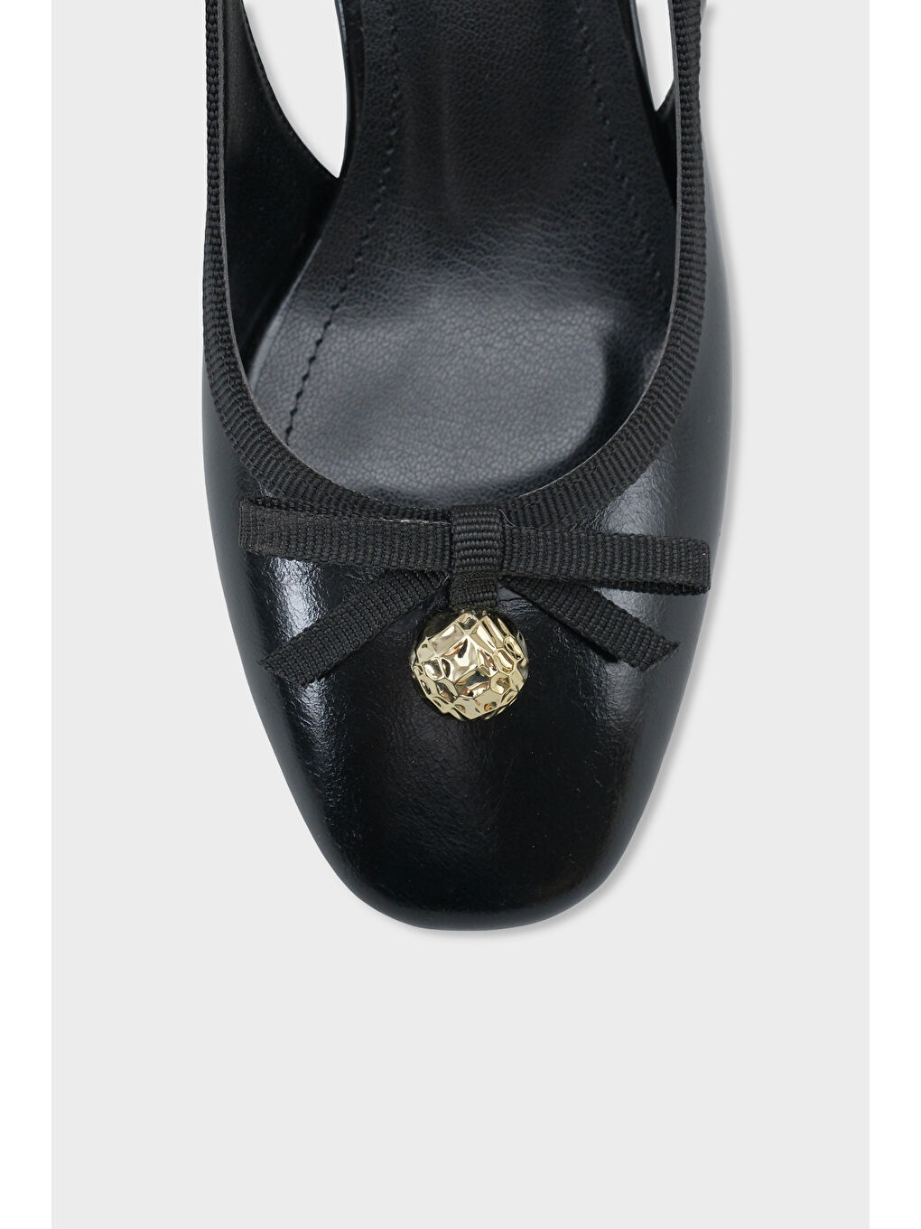 Siyah Arielle Yuvarlak Burunlu Bilekten Bantlı Orta Topuklu Fiyonklu Kadın Ayakkabı-2