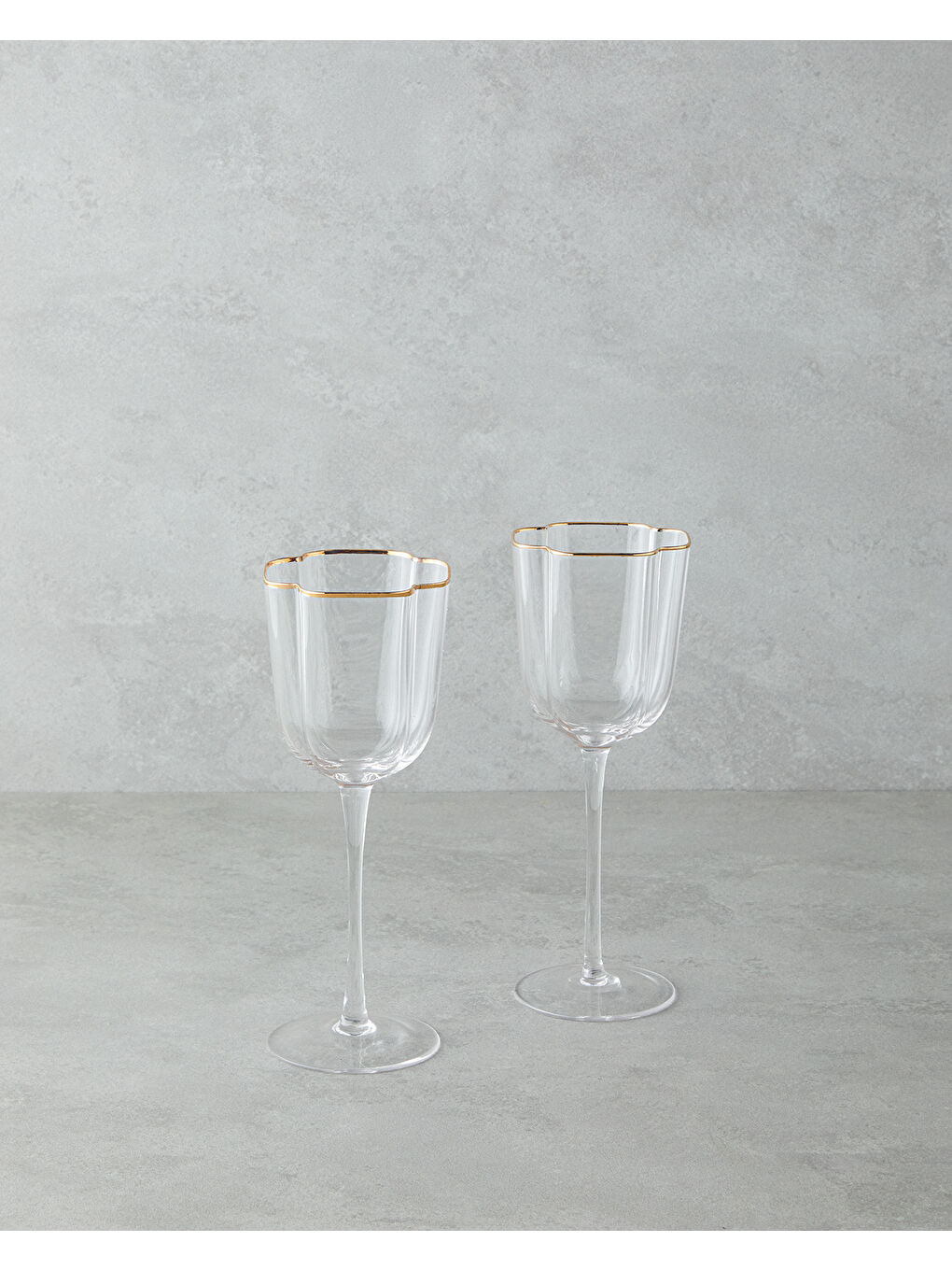 Sarı Reina Cam El Yapımı 2’li Kadeh 300 ml Şeffaf-Gold