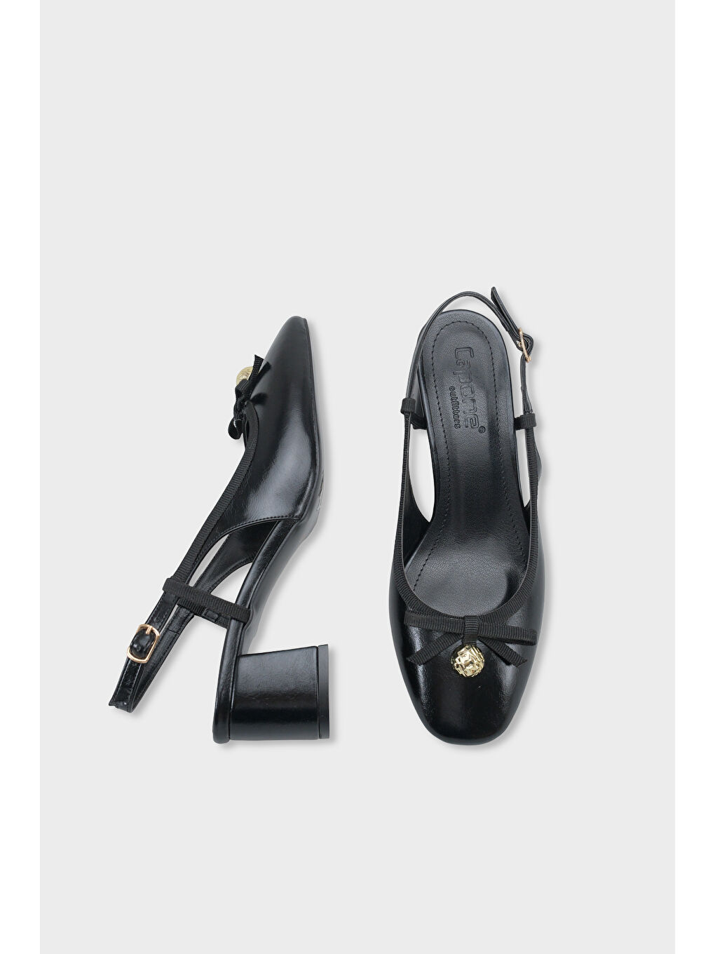 Siyah Arielle Yuvarlak Burunlu Bilekten Bantlı Orta Topuklu Fiyonklu Kadın Ayakkabı-4