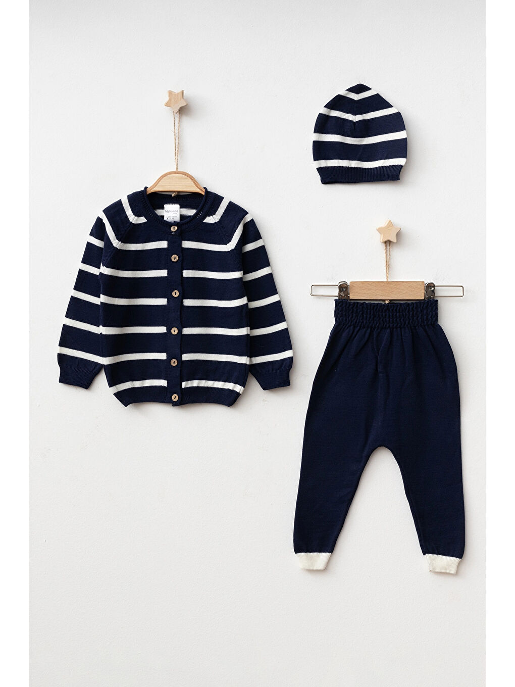 Lacivert Çizgili Hırkalı Triko Takım 4038