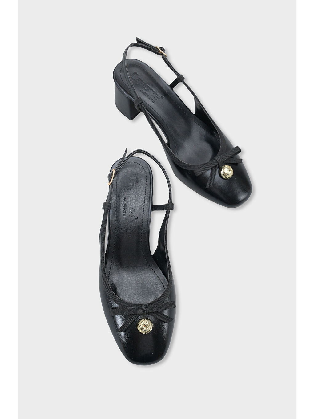 Siyah Arielle Yuvarlak Burunlu Bilekten Bantlı Orta Topuklu Fiyonklu Kadın Ayakkabı-5