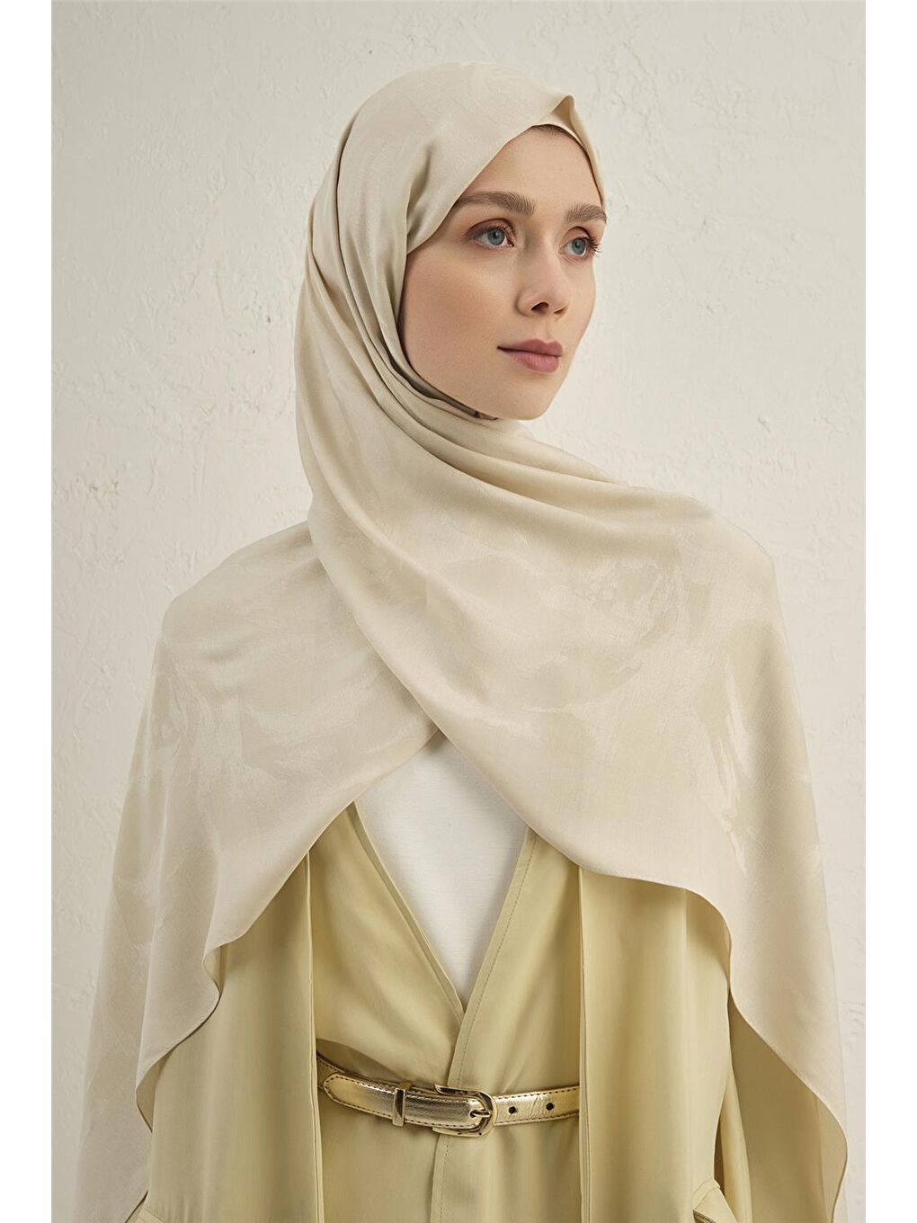 Bej Lyocell Viscon Dalga Desen Şal 1 04-4