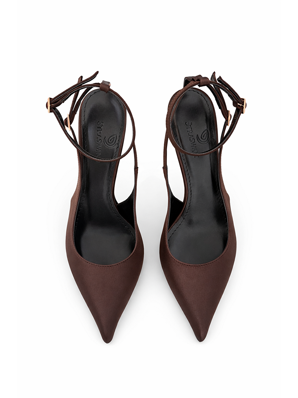 Kahverengi Mila Kadın Topuklu Saten Ayakkabı Kahve-1