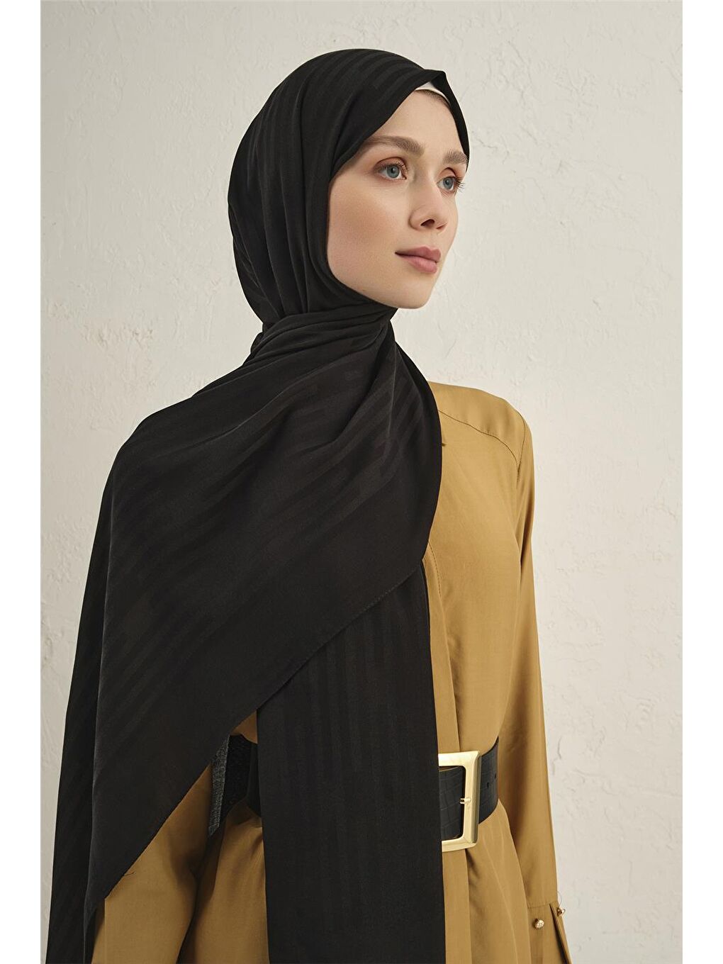 Siyah Lyocell Viscon Stripes Şal 2 01-2