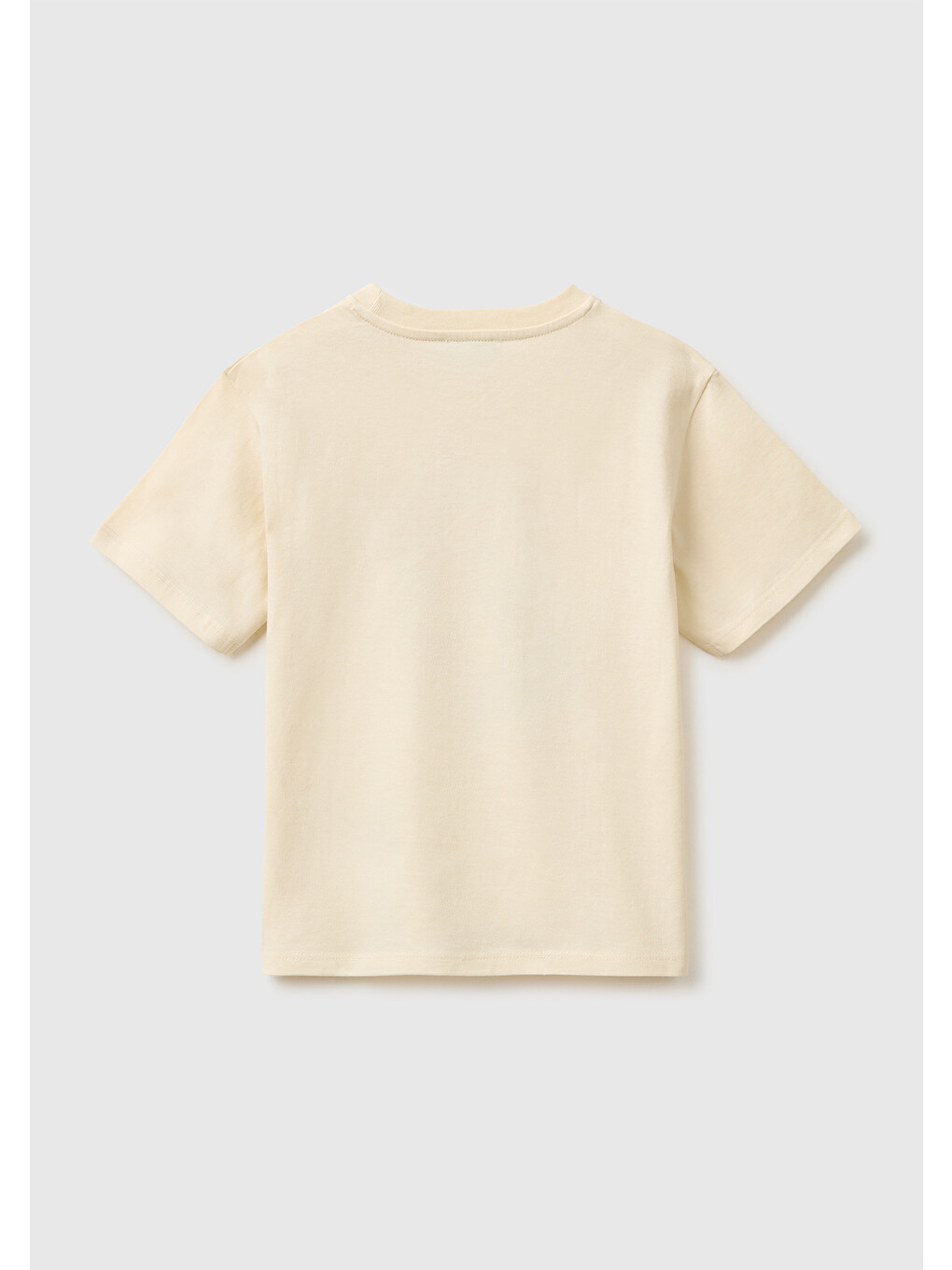Ekru Erkek Bebek Krem Baskı ve Aplike Detaylı Bisiklet Yaka T-Shirt-1