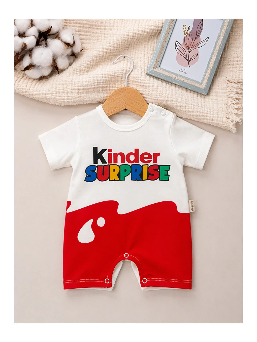 Kırmızı Kinder Sürpriz Kısa Kollu Tulum-2