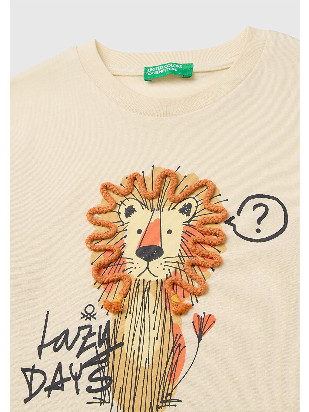 Ekru Erkek Bebek Krem Baskı ve Aplike Detaylı Bisiklet Yaka T-Shirt-2