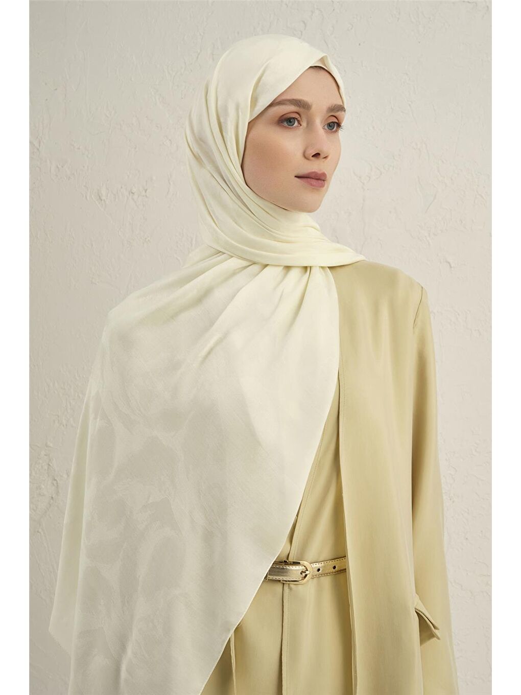 Ekru Lyocell Viscon Dalga Desen Şal 1 58