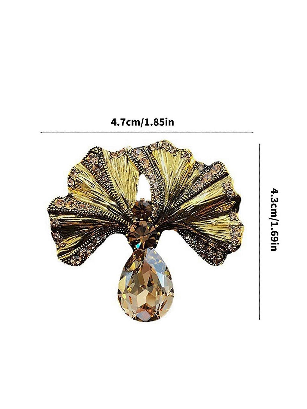 Gri Vintage Taşlı Lotus Çiçeği Broş Yaka İğnesi-4