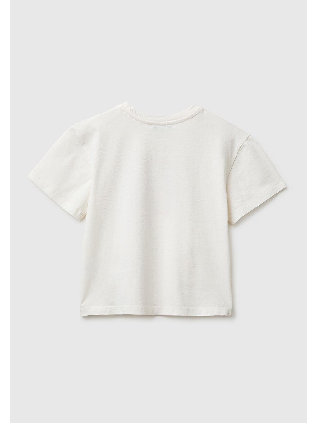 Kız Çocuk Beyaz Aplike İşlemeli Kısa Kollu Bisiklet Yaka T-Shirt-1