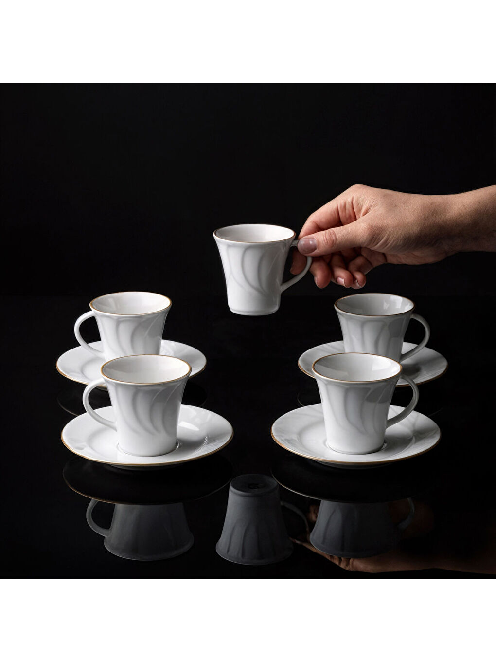 Ekru Soprano 12 Parça 6 Kişilik Türk Kahvesi Takımı - 23-3