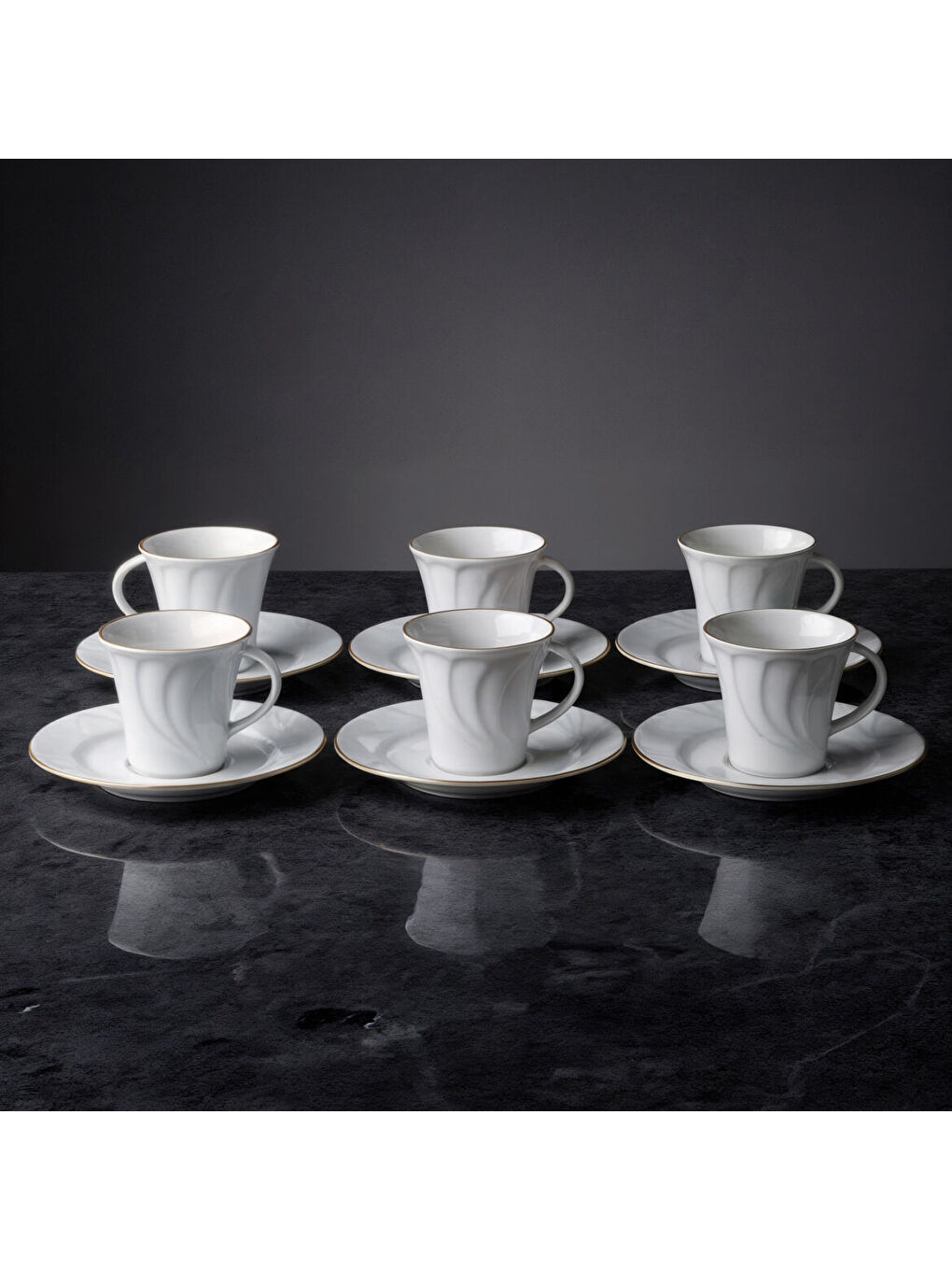 Ekru Soprano 12 Parça 6 Kişilik Türk Kahvesi Takımı - 23-4