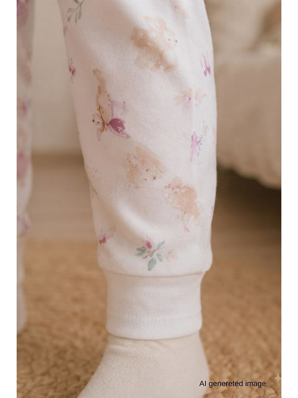Ekru Kız Çocuk Yeni Sezon Pamuklu Desenli Pijama Takım Tkm1021-7