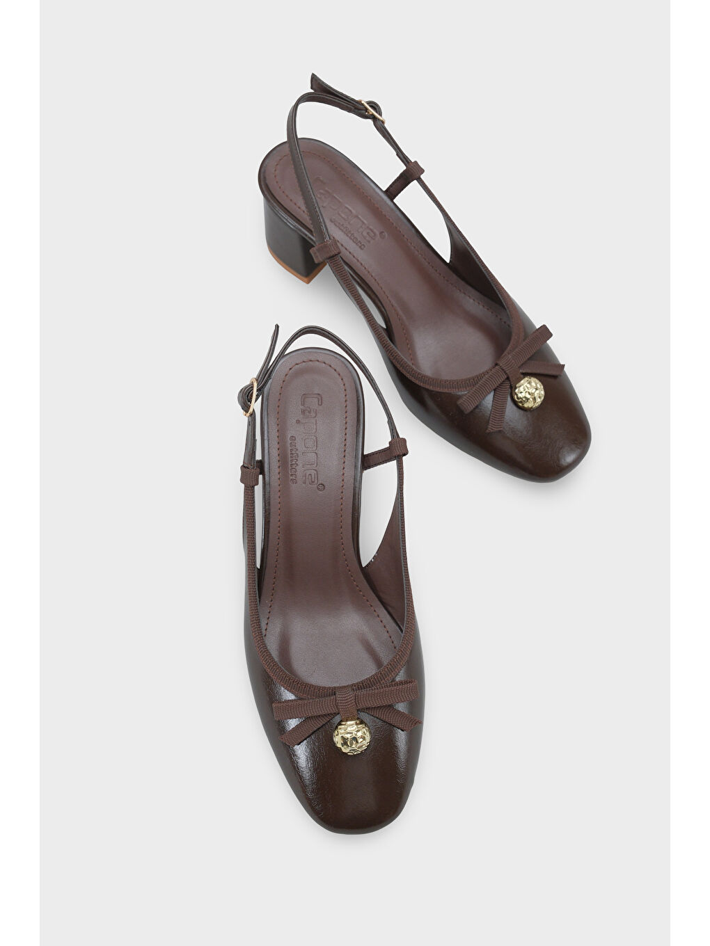 Kahverengi Arielle Yuvarlak Burunlu Bilekten Bantlı Orta Topuklu Fiyonklu Kadın Ayakkabı-5