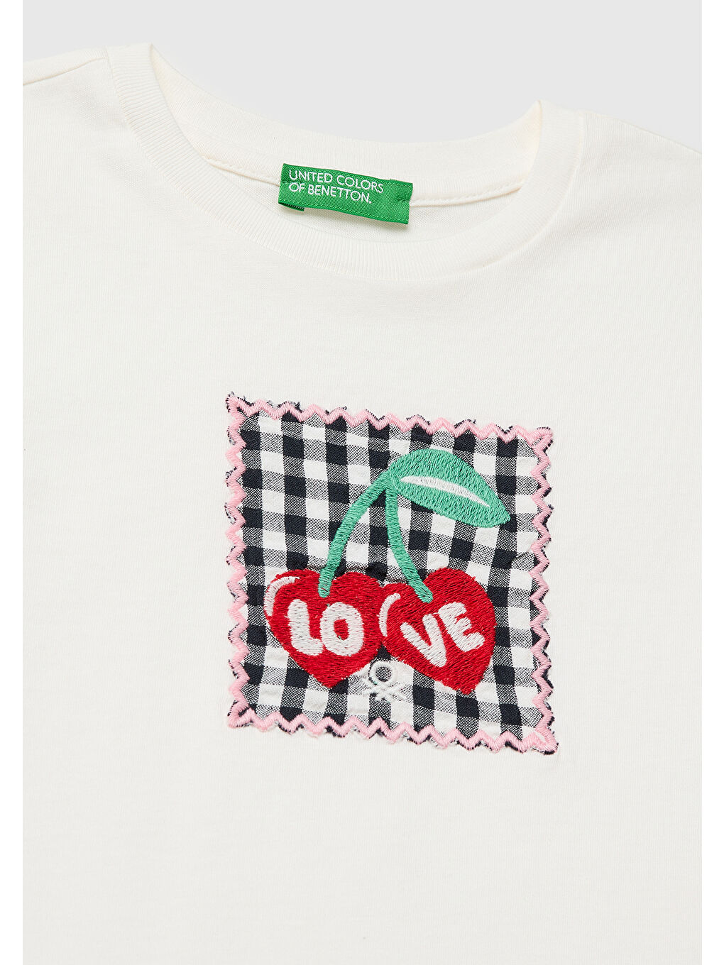 Kız Çocuk Beyaz Aplike İşlemeli Kısa Kollu Bisiklet Yaka T-Shirt-2